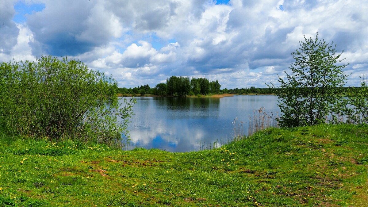 Весенний пейзаж с озером (репортаж из поездок по области). - Милешкин Владимир Алексеевич 