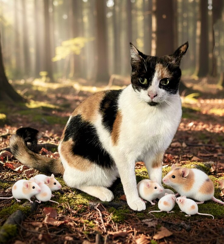 Моя бездомная кошка на фоне леса - Александр Деревяшкин Моя бездомная кошка на фоне леса - Александр Деревяшкин