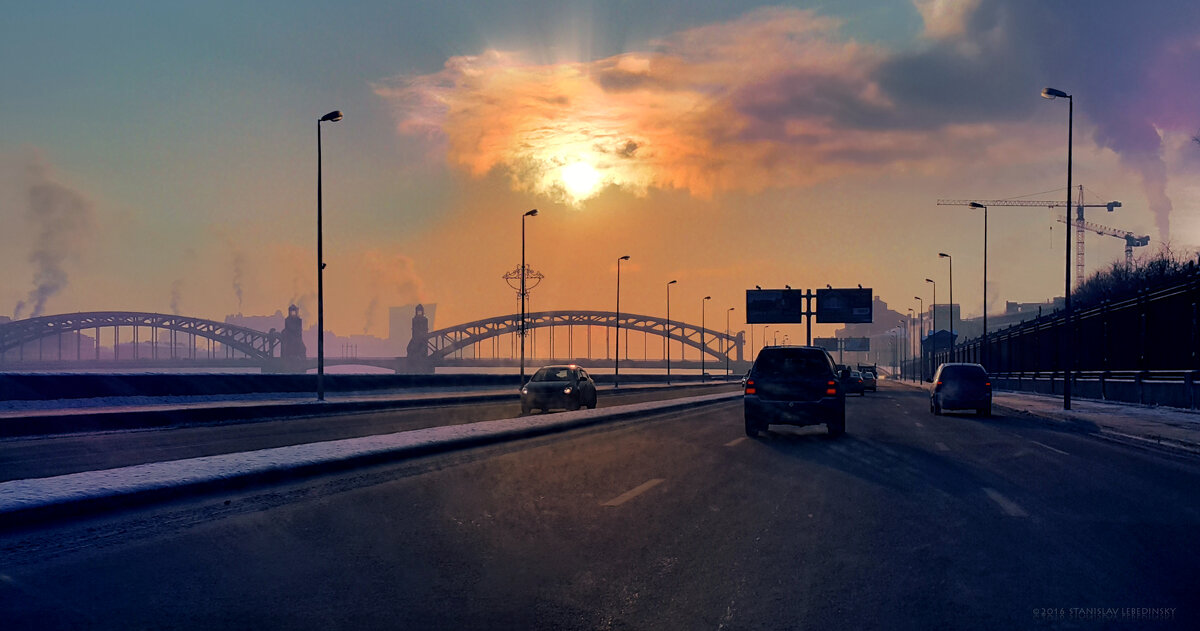 My magic Petersburg_04222 Смольная наб. Большеохтинский мост - Станислав Лебединский