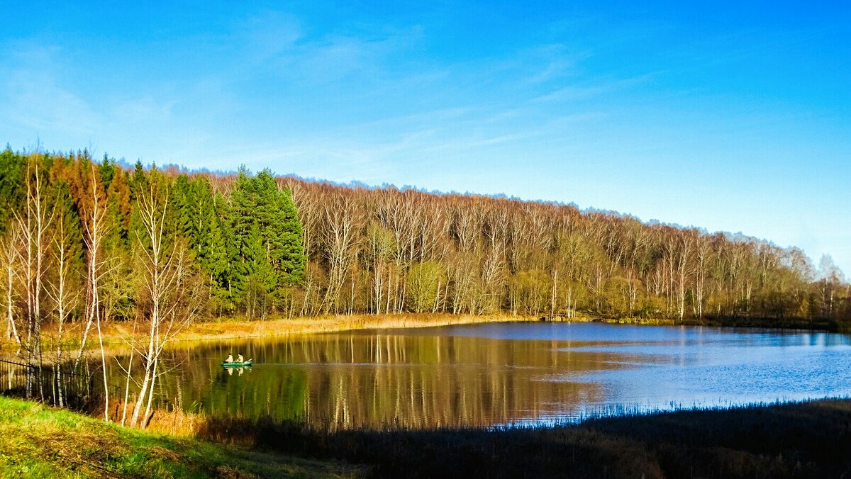 Рыбаки на озере (репортаж из поездок по области). - Милешкин Владимир Алексеевич 
