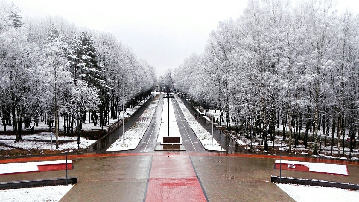Первый снег в городе (снег выпал ночью, а к 12 часам дня растаял). - Милешкин Владимир Алексеевич 