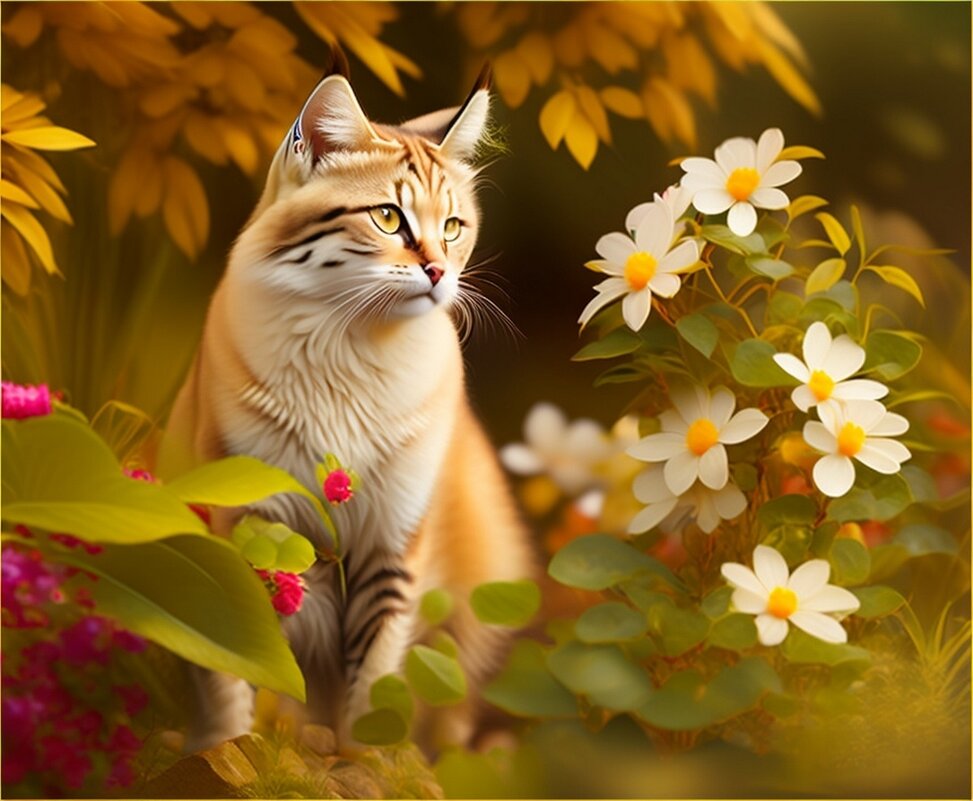 Кот и цветы ... - Валентина Надсон