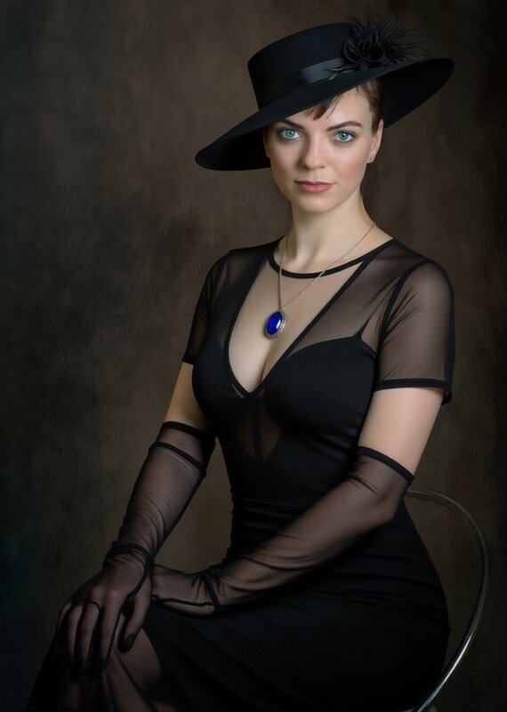 Девушка в черной шляпке. - Владимир Крышковец