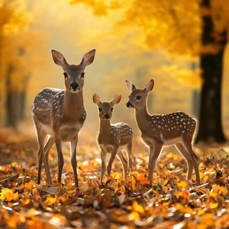 Олени в осеннем лесу - Елена Сухорученкова