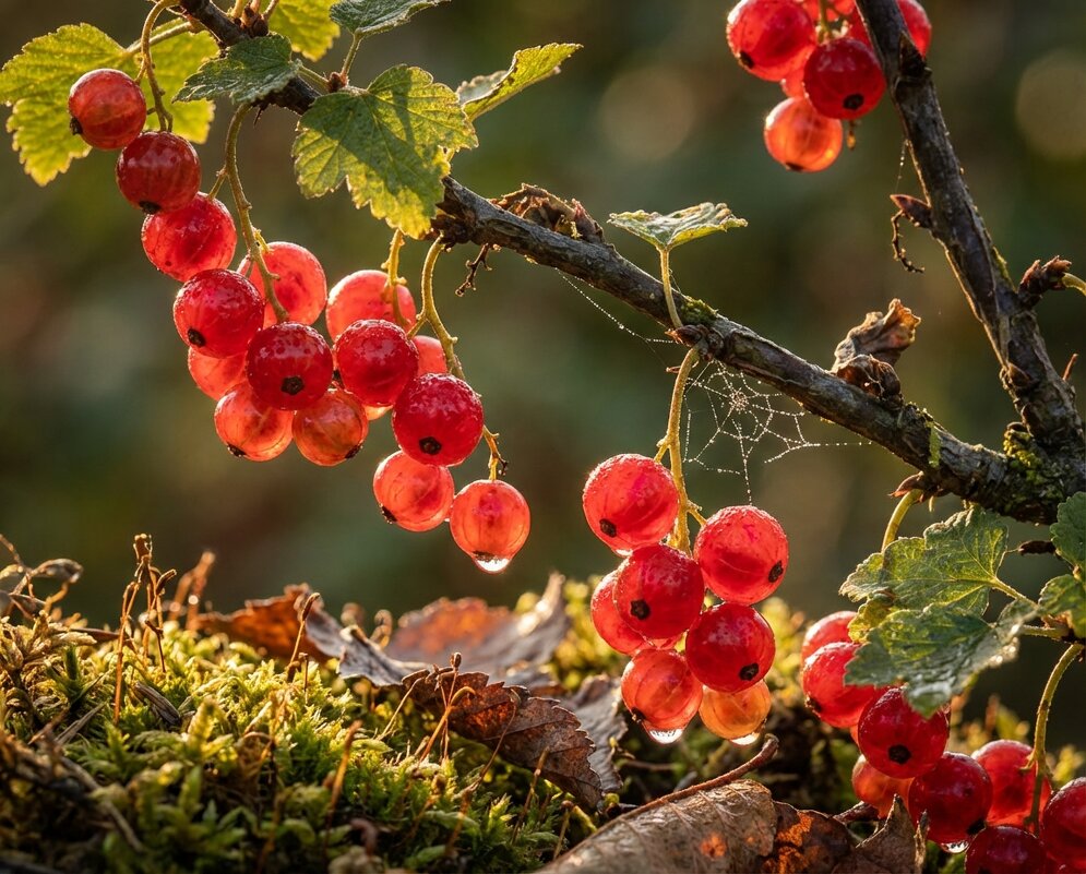 Красная смородина на ветке - Лилия 