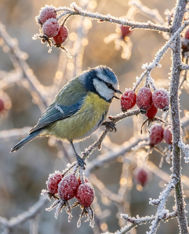 Синица наягодах шиповника - Лилия 