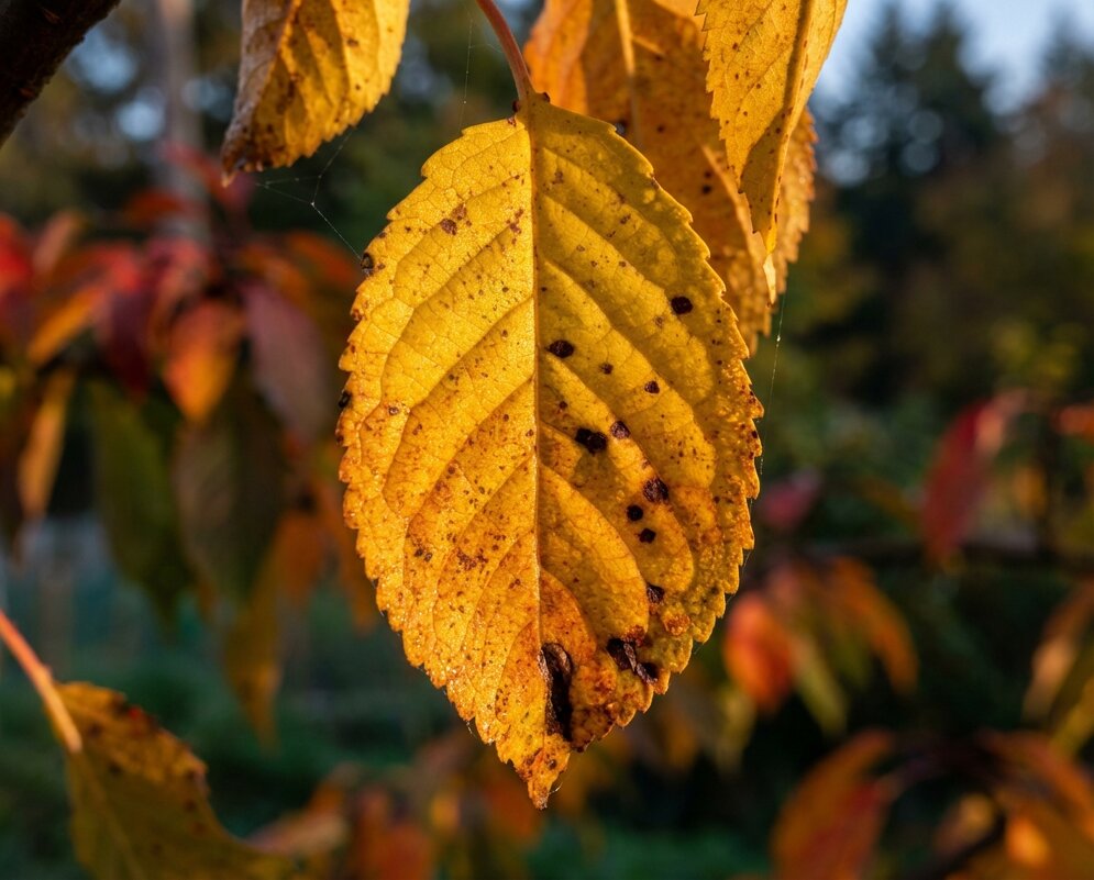 Контраст освещения на осеннем листочке - Лилия 