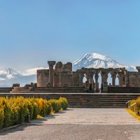 Панорама храма Звартноц на фоне горы Арарат. Окрестности Еревана. Армения :: Павел Сытилин