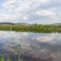 Летнее утро на реке Миасс (панорама). :: Алексей Трухин