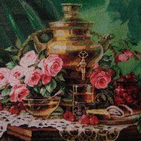 Вышивка "Чай с мёдом" :: Люба Вышивка "Чай с мёдом" :: Люба