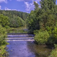 Искуственные пороги на речке Малый Киржач :: Сергей Цветков Искуственные пороги на речке Малый Киржач :: Сергей Цветков