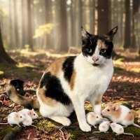 Моя бездомная кошка на фоне леса :: Александр Деревяшкин