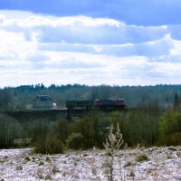 Поезд на мосту, д.Белошкино :: Артем 