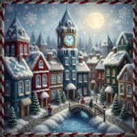 Зимняя картина в стиле «Вязаный город» :: Оксана Федосова