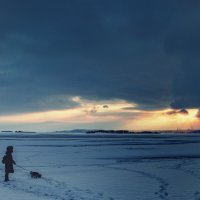 "Когда мир замирает: прогулка среди ледяных объятий и прощальных лучей заката" :: Сергей В