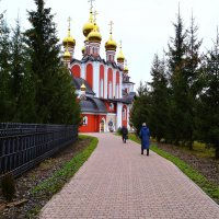 Чебоксары. Ели на аллее подворья церкви Новомучеников в начале зимы. :: Пётр Чернега Чебоксары. Ели на аллее подворья церкви Новомучеников в начале зимы. :: Пётр Чернега