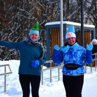 Снеговик с ёлочкой бегут. :: Наталья Вязигина