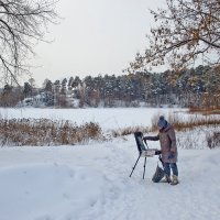 Зимний пейзаж с художником... )) :: Владимир Хиль