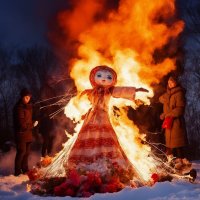 Проводы зимы. Чучело Масленицы горит :: Наталья ***
