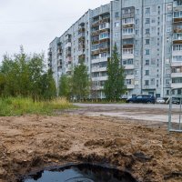 Ухта. Выход нефти во дворе дома из старой геологоразведочной скважины :: Николай Зиновьев