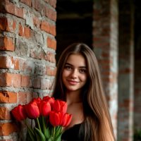 Девушка с тюльпанами :: Сергей Кочнев