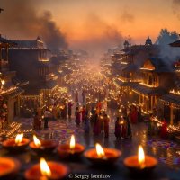 Индийский праздник огней Дивали с тысячами светящихся свечей :: Сергей Ионников