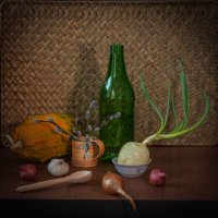 #Натюрморт_C овощами и с барашками ивы. :: Анатолий Нецепляев