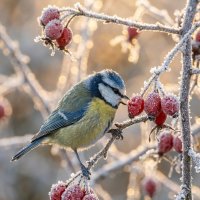 Синица наягодах шиповника :: Лилия 