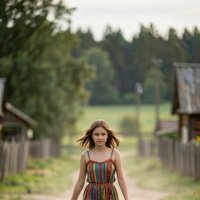 Девочка и гуси :: Сергей Кочнев Девочка и гуси :: Сергей Кочнев