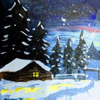 Ночь.В лесной деревушке. :: Андрей Хлопонин